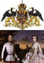Armes de la famille impriale d'Autriche et l'empereur Franois-Joseph 1er avec l'impratrice Sissi